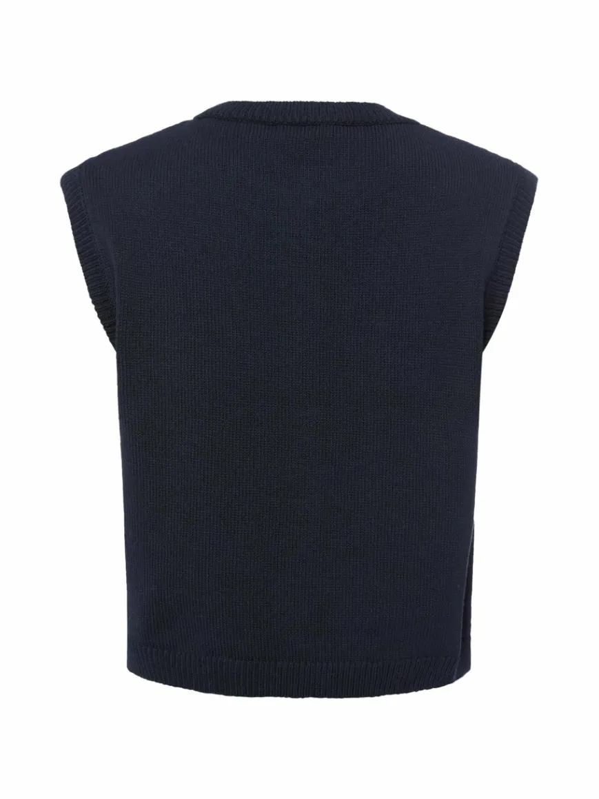 More & More Jacken & Westen|Pullover & Strickjacken*Damen Strickweste marine uni