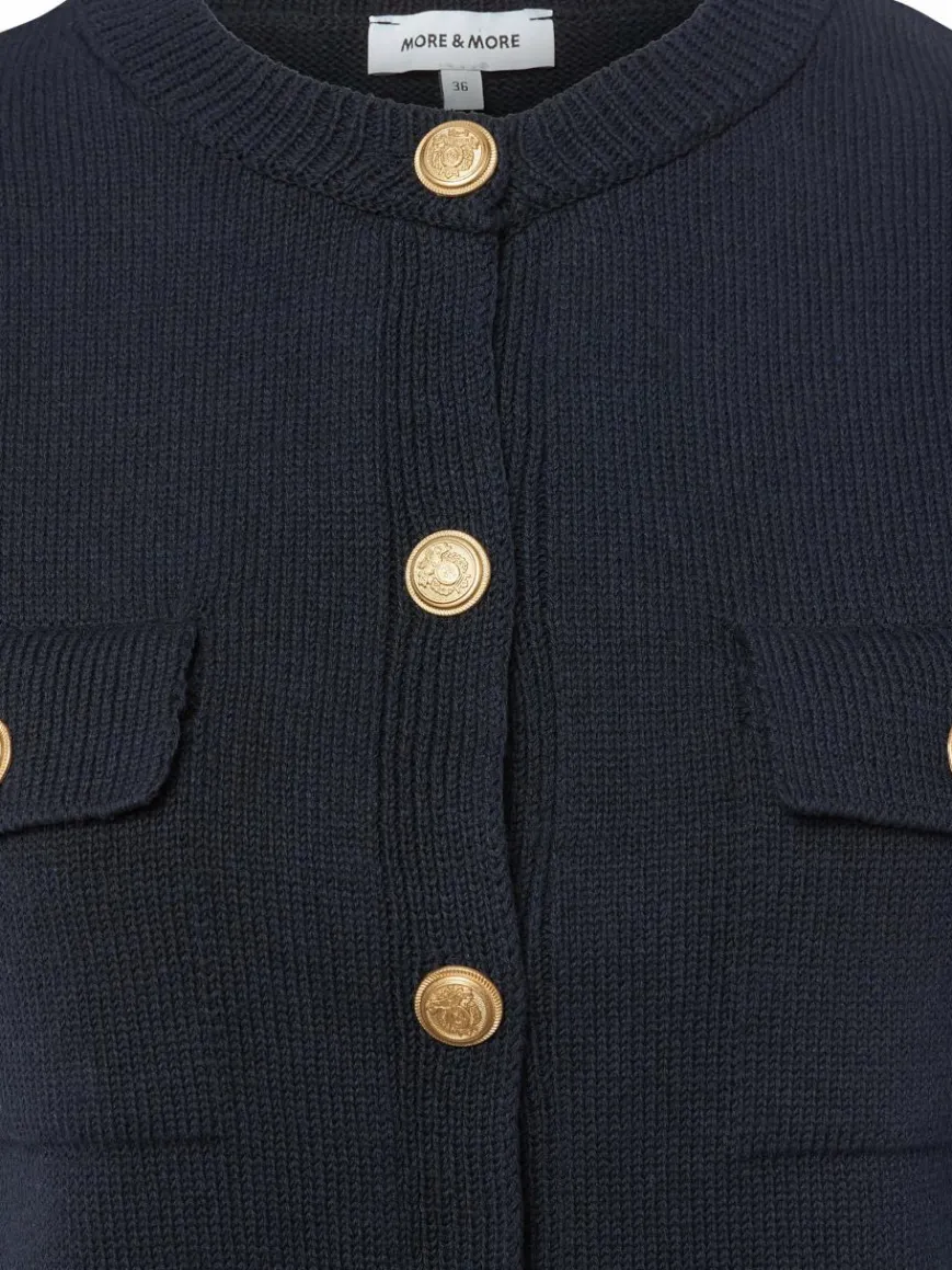 More & More Jacken & Westen|Pullover & Strickjacken*Damen Strickweste marine uni