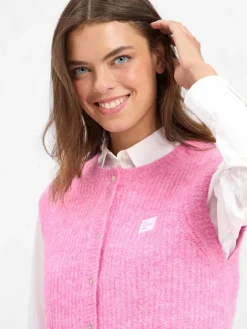 american vintage Pullover & Strickjacken*Damen Strickweste - East rosa uni