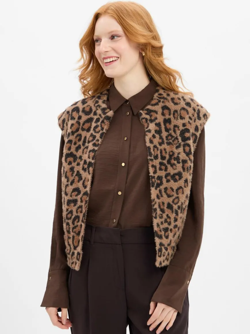 Rino & Pelle Jacken & Westen*Damen Strickweste - Elona braun schwarz gemustert