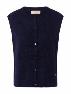 MOS MOSH Jacken & Westen|Pullover & Strickjacken*Damen Strickweste mit Alpaka- und Wollanteil - MMAlmine marine uni