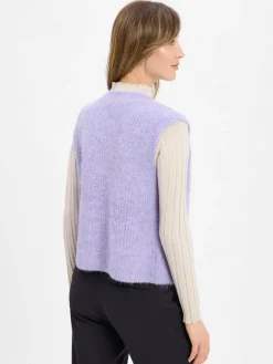 american vintage Jacken & Westen|Pullover & Strickjacken*Damen Strickweste mit Alpaka-Anteil - East flieder meliert