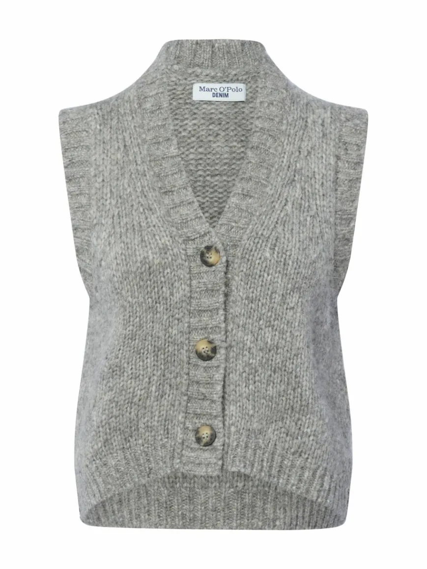 Marc O'Polo Denim Pullover & Strickjacken*Damen Strickweste mit Alpaka-Anteil grau meliert
