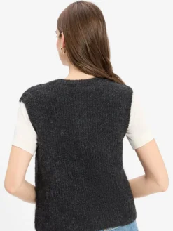 american vintage Jacken & Westen|Pullover & Strickjacken*Damen Strickweste mit Alpaka-Anteil - East anthrazit meliert