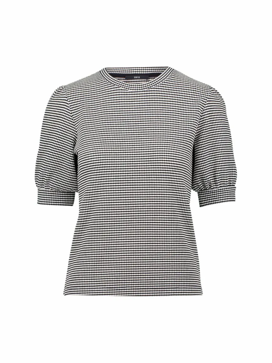zero Shirts & Tops*Damen Strukturshirt schwarz weiß gemustert