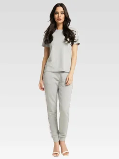 Carlo Colucci Hosen*Damen Sweathose - Catilla grau uni