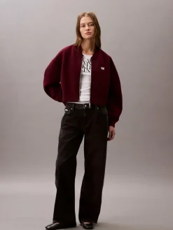Calvin Klein Jeans Sweatshirts & Sweatjacken*Damen Sweatjacke bordeaux uni