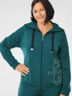 Navigazione Sweatshirts & Sweatjacken*Damen Sweatjacke petrol uni