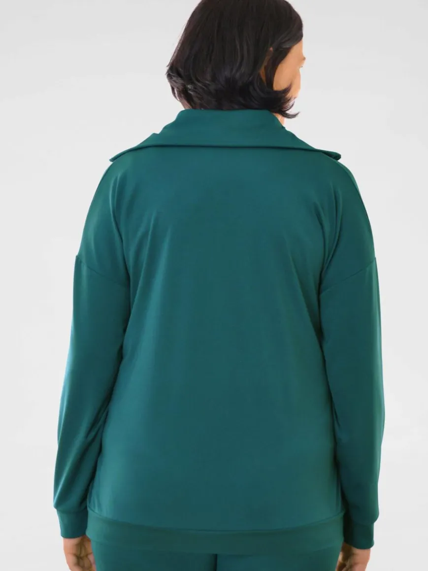 Navigazione Sweatshirts & Sweatjacken*Damen Sweatjacke petrol uni