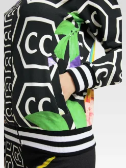 Carlo Colucci Sweatshirts & Sweatjacken*Damen Sweatjacke - Cologna schwarz gemustert