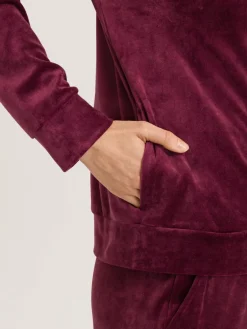 Hanro Sweatshirts & Sweatjacken*Damen Sweatjacke - Favourites bordeaux uni