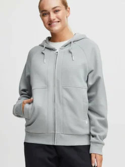 OXMO Sweatshirts & Sweatjacken*Damen Sweatjacke - OXAndie grau uni