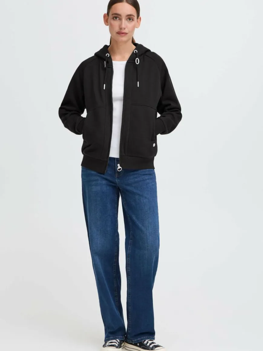 OXMO Sweatshirts & Sweatjacken*Damen Sweatjacke - OXAndie schwarz uni