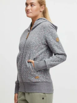 OXMO Sweatshirts & Sweatjacken*Damen Sweatjacke - OXBeatrice grau gepunktet