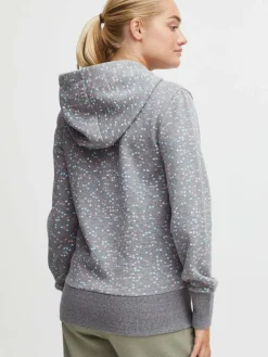 OXMO Sweatshirts & Sweatjacken*Damen Sweatjacke - OXBeatrice grau gepunktet