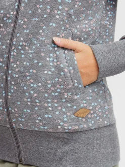 OXMO Sweatshirts & Sweatjacken*Damen Sweatjacke - OXBeatrice grau gepunktet