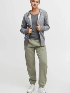 OXMO Sweatshirts & Sweatjacken*Damen Sweatjacke - OXBeatrice grau gepunktet