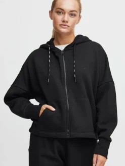 OXMO Sweatshirts & Sweatjacken*Damen Sweatjacke - OXSanice schwarz uni