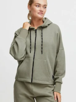 OXMO Sweatshirts & Sweatjacken*Damen Sweatjacke - OXSanice grün uni