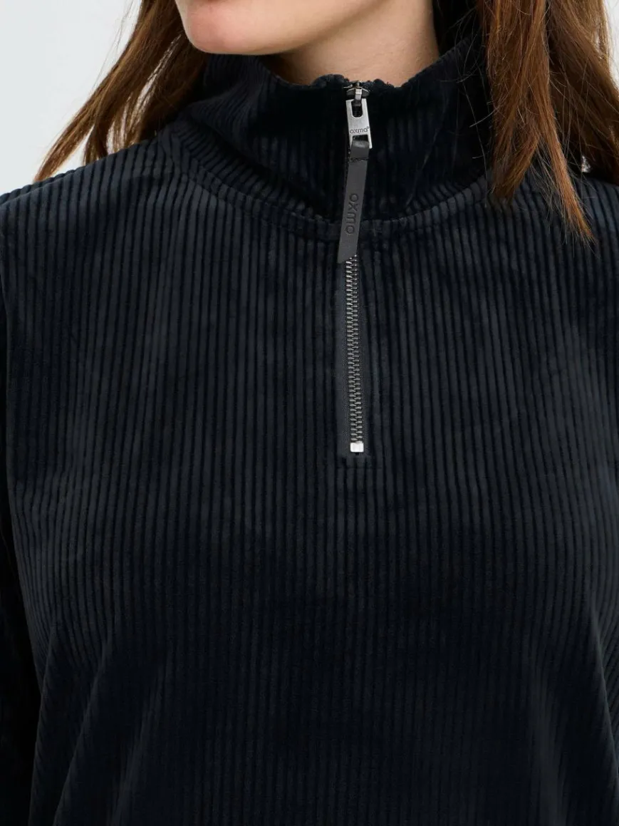 OXMO Kleider*Damen Sweatkleid - OXEBBA schwarz uni