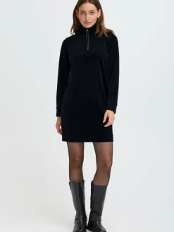 OXMO Kleider*Damen Sweatkleid - OXEBBA schwarz uni