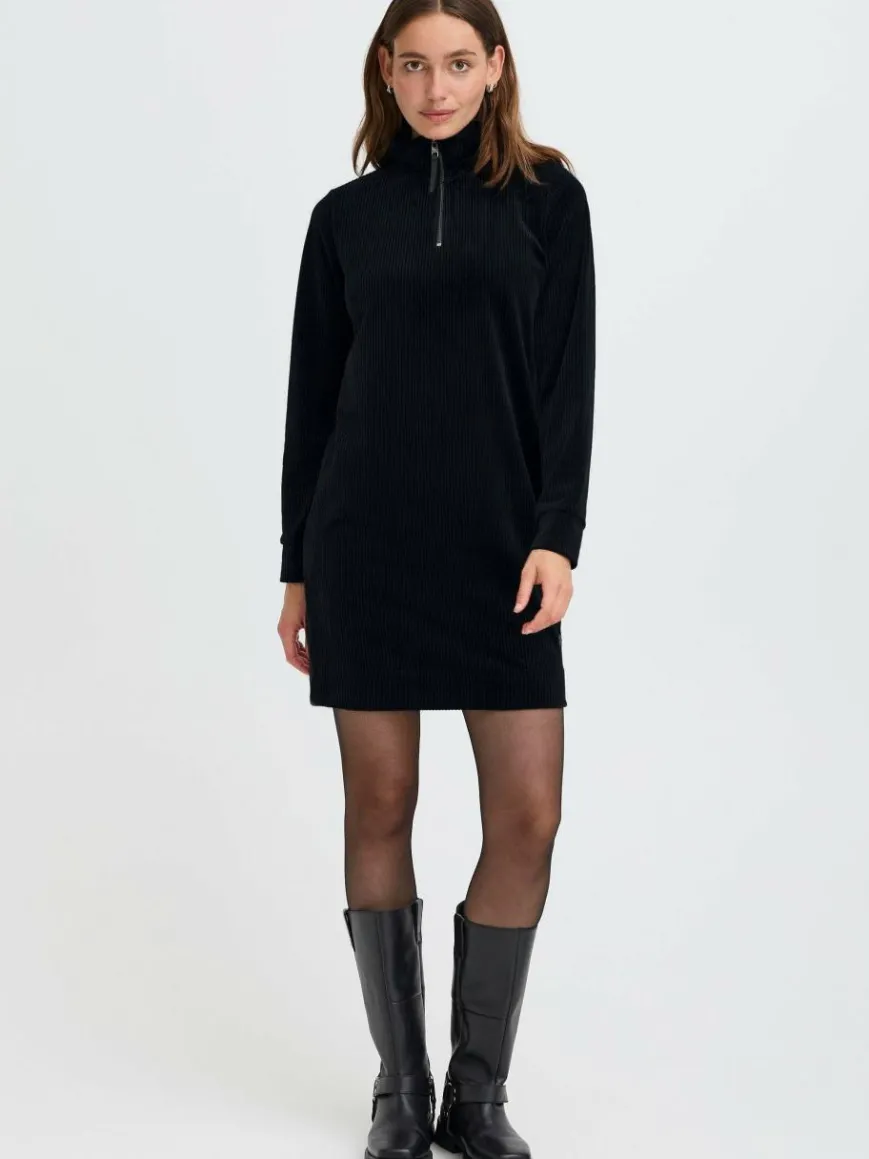 OXMO Kleider*Damen Sweatkleid - OXEBBA schwarz uni