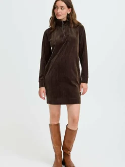 OXMO Kleider*Damen Sweatkleid - OXEBBA braun uni