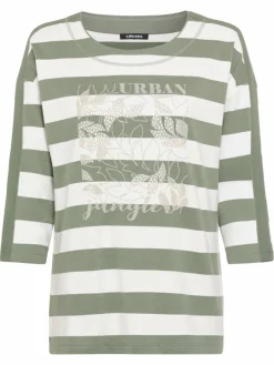 Olsen Sweatshirts & Sweatjacken*Damen Sweatshirt khaki gestreift