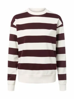 Marie Lund Sweatshirts & Sweatjacken*Damen Sweatshirt ecru aubergine gestreift