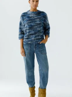 Oui Pullover & Strickjacken*Damen Sweatshirt blau uni