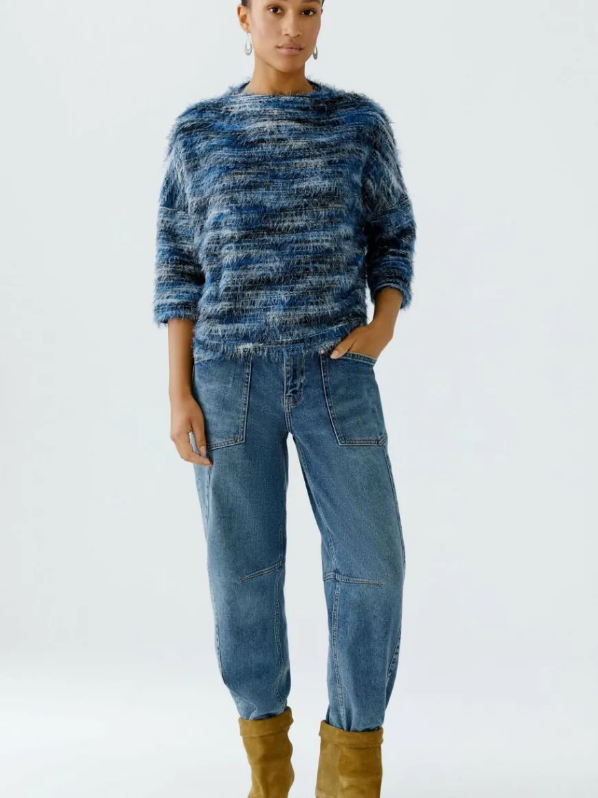 Oui Pullover & Strickjacken*Damen Sweatshirt blau uni