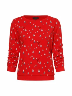 Franco Callegari Sweatshirts & Sweatjacken*Damen Sweatshirt rot weiß gemustert