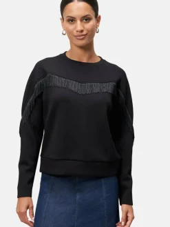 zero Sweatshirts & Sweatjacken|Pullover & Strickjacken*Damen Sweatshirt schwarz uni