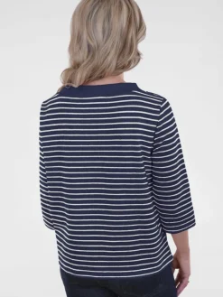 Navigazione Sweatshirts & Sweatjacken*Damen Sweatshirt blau gestreift