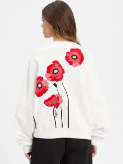 Drykorn Sweatshirts & Sweatjacken*Damen Sweatshirt - Astera ecru rot gemustert