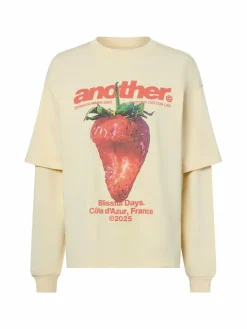 Another Cotton Lab Sweatshirts & Sweatjacken*Damen Sweatshirt - Blissful Days aprikot rot bedruckt