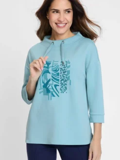 Olsen Sweatshirts & Sweatjacken*Damen Sweatshirt - Cora türkis bedruckt