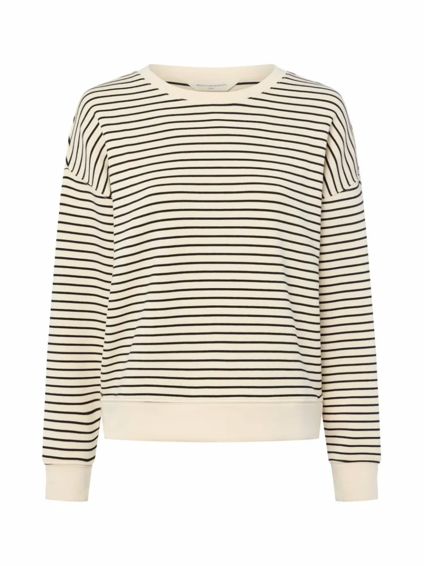Msch Copenhagen Sweatshirts & Sweatjacken*Damen Sweatshirt - MSCHIma ecru schwarz gestreift