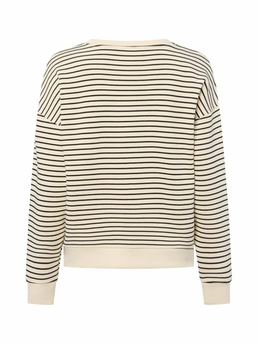 Msch Copenhagen Sweatshirts & Sweatjacken*Damen Sweatshirt - MSCHIma ecru schwarz gestreift