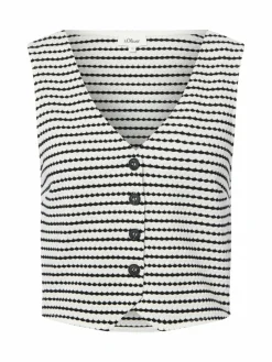 s.Oliver Sweatshirts & Sweatjacken|Jacken & Westen*Damen Sweat-Weste ecru schwarz gestreift