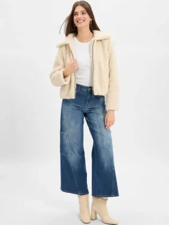 Amber & June Jacken & Westen*Damen Teddyfell-Jacke ecru uni