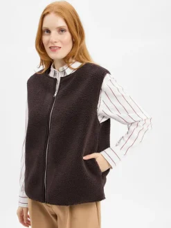 Marie Lund Collection Jacken & Westen*Damen Teddyfell-Weste schoko uni