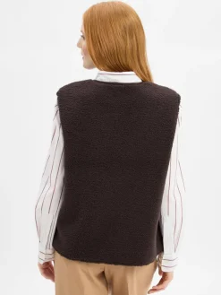 Marie Lund Collection Jacken & Westen*Damen Teddyfell-Weste schoko uni