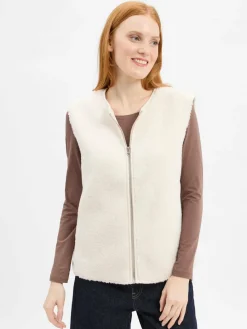 Marie Lund Collection Jacken & Westen*Damen Teddyfell-Weste ecru uni