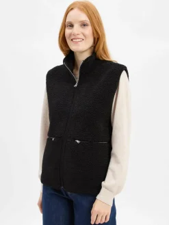 Marie Lund Jacken & Westen*Damen Teddyfell-Weste schwarz uni