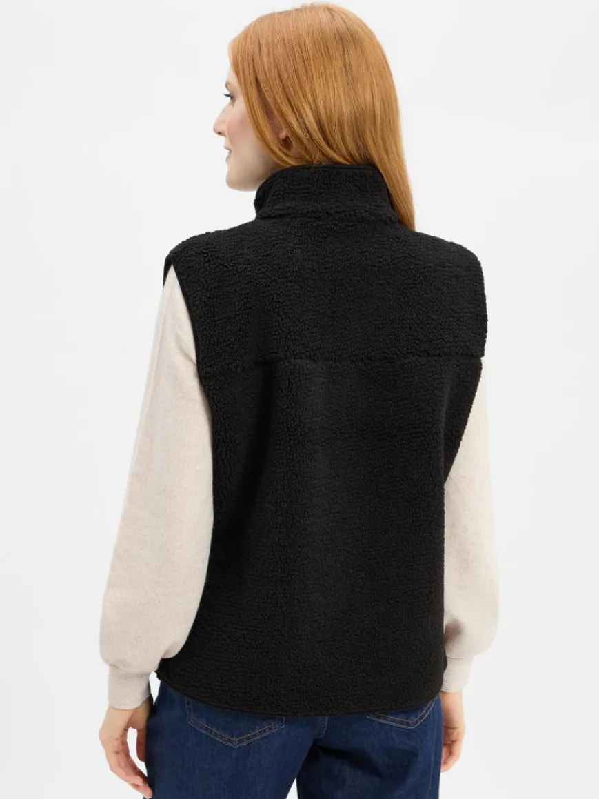 Marie Lund Jacken & Westen*Damen Teddyfell-Weste schwarz uni