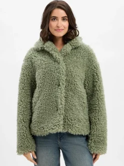 Amber & June Jacken & Westen*Damen Teddyjacke erbse uni