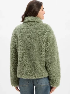 Amber & June Jacken & Westen*Damen Teddyjacke erbse uni