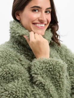 Amber & June Jacken & Westen*Damen Teddyjacke erbse uni