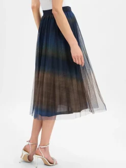 More & More Röcke*Damen Tüllrock marine oliv gemustert